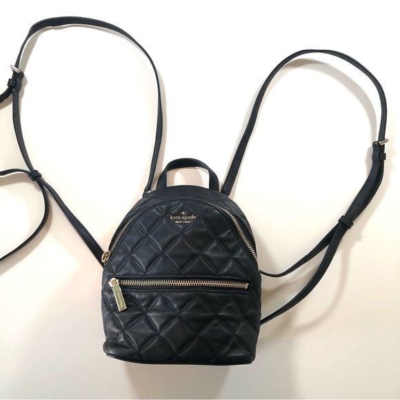 Kate Spade Natalia Mini Convertible Backpack, Crossbody, Quilted Bag, in Black - Picture 3 of 16